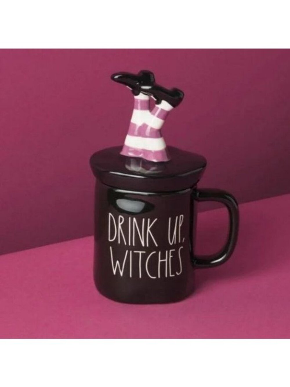 Rae Dunn | Ceramic Drink Up Witches Mug With Figural Lid NWT